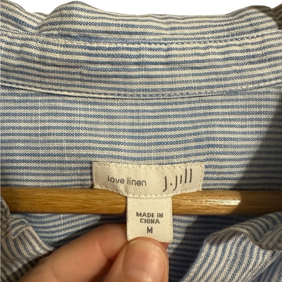 J. Jill Blue White Striped Tunic 100% Linen Top Pull Over Lagenlook Beach Size M - Picture 8 of 9